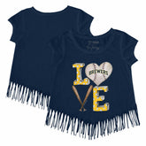 Milwaukee Brewers Tiny Turnip Girls Youth Baseball Love Fringe T-Shirt Outlet
