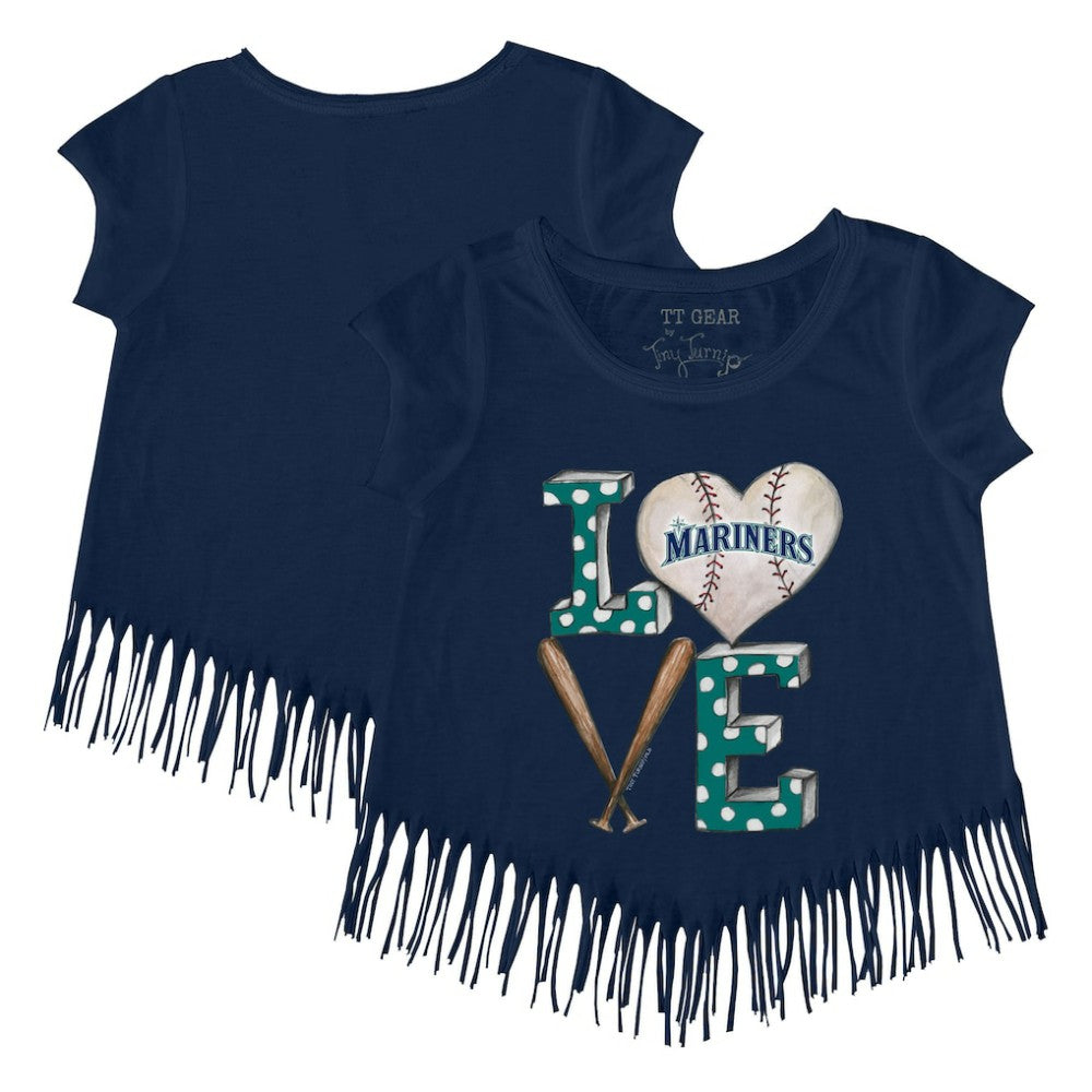 Seattle Mariners Tiny Turnip Girls Youth Baseball Love Fringe T-Shirt Outlet