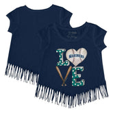 Seattle Mariners Tiny Turnip Girls Youth Baseball Love Fringe T-Shirt Outlet
