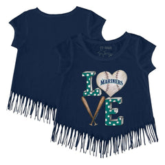 Seattle Mariners Tiny Turnip Girls Youth Baseball Love Fringe T-Shirt Outlet