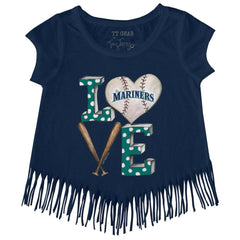 Seattle Mariners Tiny Turnip Girls Youth Baseball Love Fringe T-Shirt Outlet