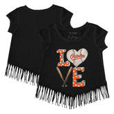 Baltimore Orioles Tiny Turnip Girls Youth Baseball Love Fringe T-Shirt Online