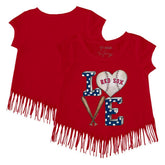 Boston Red Sox Tiny Turnip Girls Youth Baseball Love Fringe T-Shirt Online