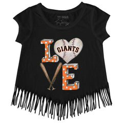 San Francisco Giants Tiny Turnip Girls Youth Baseball Love Fringe T-Shirt for sale