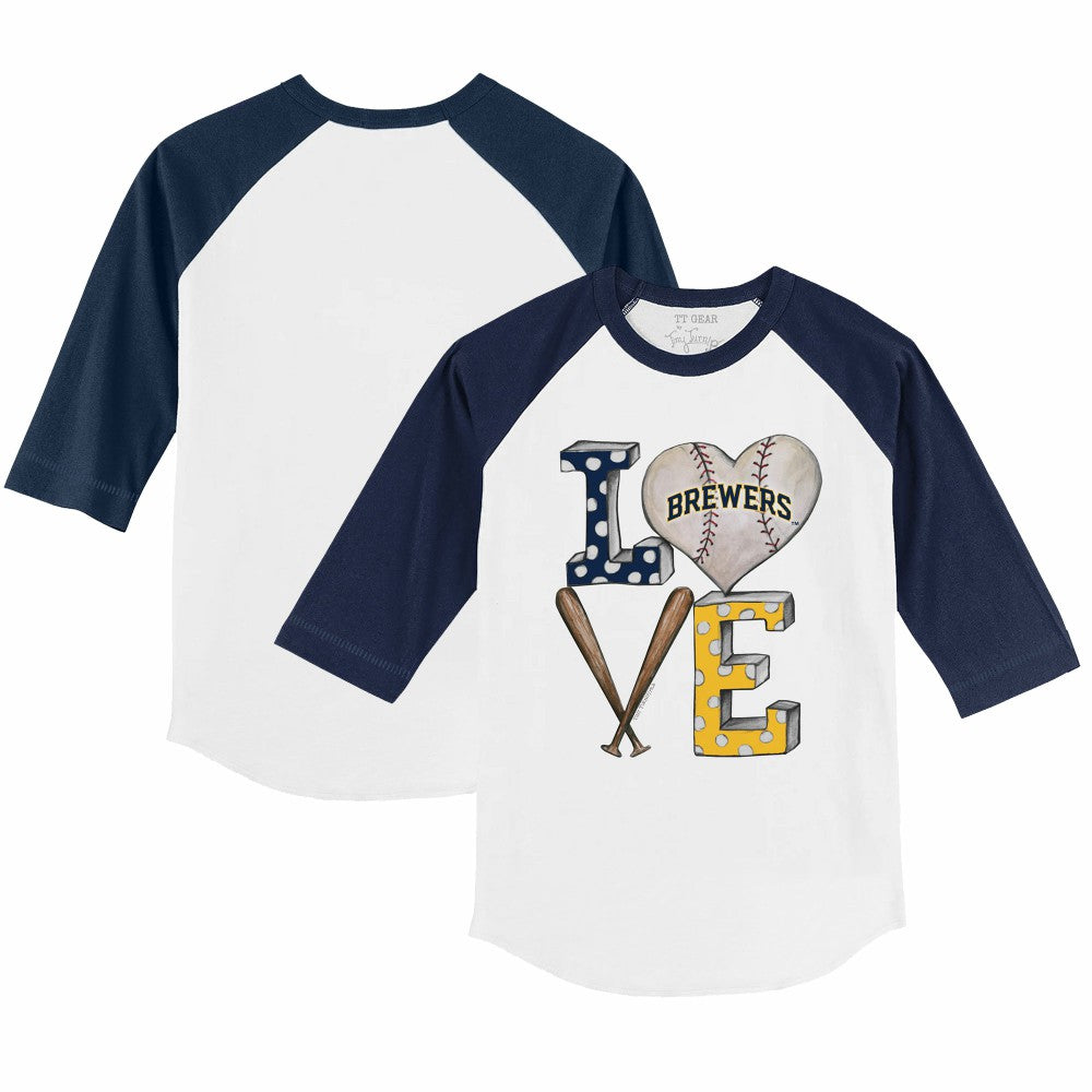 Milwaukee Brewers Tiny Turnip Youth Baseball Love 3/4-Sleeve Raglan T-Shirt Near Me