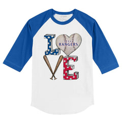 Texas Rangers Tiny Turnip Youth Baseball Love 3/4-Sleeve Raglan T-Shirt Near Me