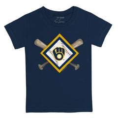 Milwaukee Brewers Tiny Turnip Youth Diamond Cross Bats T-Shirt Discount
