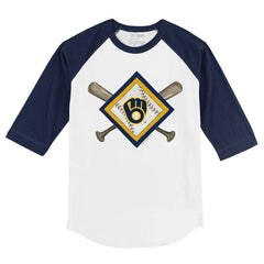 Milwaukee Brewers Tiny Turnip Youth Diamond Cross Bats 3/4-Sleeve Raglan T-Shirt Discount
