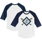 Seattle Mariners Tiny Turnip Youth Diamond Cross Bats 3/4-Sleeve Raglan T-Shirt Outlet