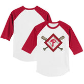 Philadelphia Phillies Tiny Turnip Youth Diamond Cross Bats 3/4-Sleeve Raglan T-Shirt Sale