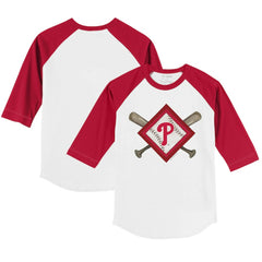 Philadelphia Phillies Tiny Turnip Youth Diamond Cross Bats 3/4-Sleeve Raglan T-Shirt Sale