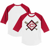 Cincinnati Reds Tiny Turnip Youth Diamond Cross Bats 3/4-Sleeve Raglan T-Shirt Near Me