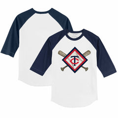 Minnesota Twins Tiny Turnip Youth Diamond Cross Bats 3/4-Sleeve Raglan T-Shirt Outlet