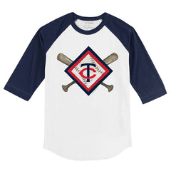Minnesota Twins Tiny Turnip Youth Diamond Cross Bats 3/4-Sleeve Raglan T-Shirt Outlet