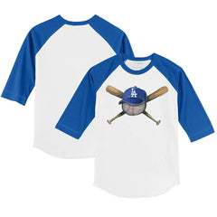 Los Angeles Dodgers Tiny Turnip Youth Hat Crossbats 3/4-Sleeve Raglan T-Shirt for sale