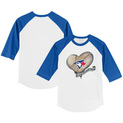 Toronto Blue Jays Tiny Turnip Youth Heart Banner 3/4-Sleeve Raglan T-Shirt Online