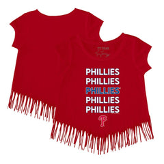 Philadelphia Phillies Tiny Turnip Girls Youth Stacked Fringe T-Shirt Discount