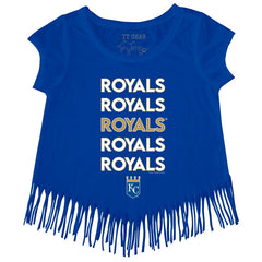 Kansas City Royals Tiny Turnip Girls Youth Stacked Fringe T-Shirt Outlet
