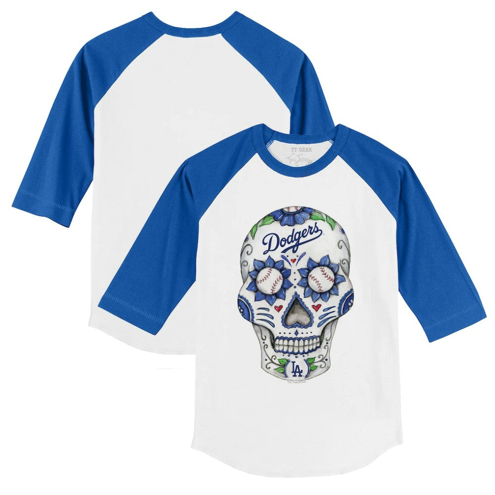 Los Angeles Dodgers Tiny Turnip Youth Sugar Skull 3/4-Sleeve Raglan T-Shirt Discount