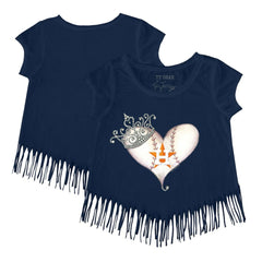Houston Astros Tiny Turnip Girls Youth Tiara Heart Fringe T-Shirt for sale