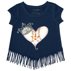Houston Astros Tiny Turnip Girls Youth Tiara Heart Fringe T-Shirt for sale
