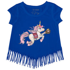 Chicago Cubs Tiny Turnip Girls Youth Unicorn Fringe T-Shirt Discount