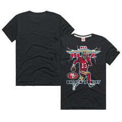 Brock Purdy San Francisco 49ers Homage Unisex NFL Blitz Player Tri-Blend T-Shirt - Heathered Black - NFL