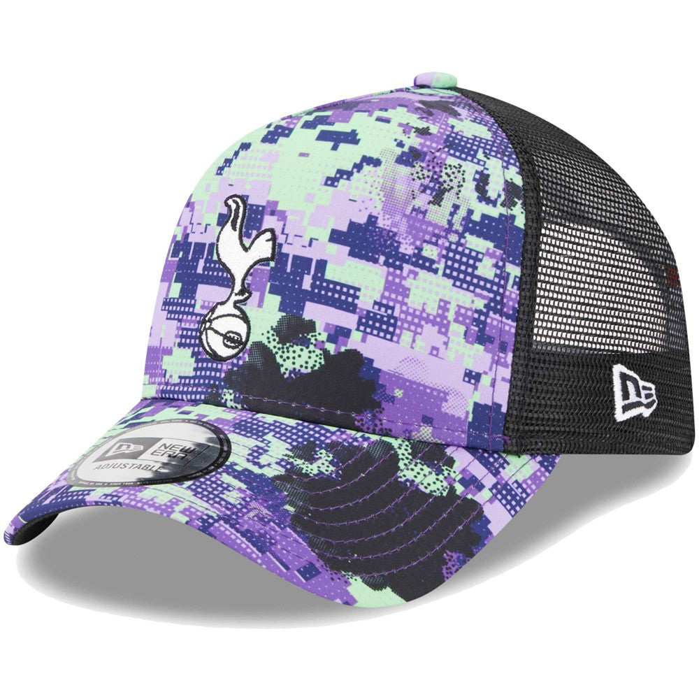 New Era - Tottenham Hotspur New Era Black Glitch All Over Print E-Frame Trucker Adjustable Hat