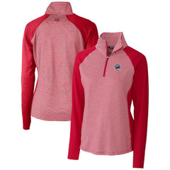 Chicago Cubs Cutter & Buck Women's Americana Logo Forge Tonal Stripe Stretch Half-Zip Pullover Top Sale