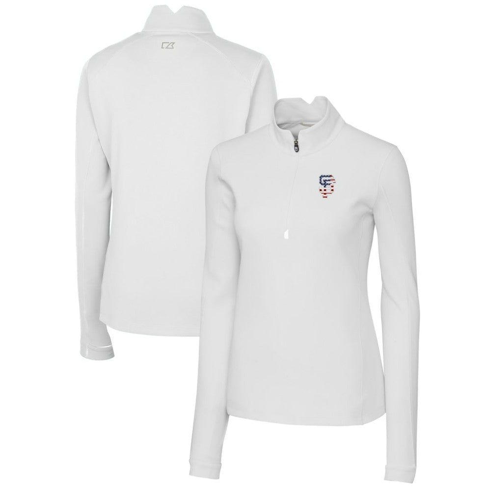 San Francisco Giants Cutter & Buck Women's Americana Logo DryTec Traverse Stretch Quarter-Zip Pullover Top Outlet