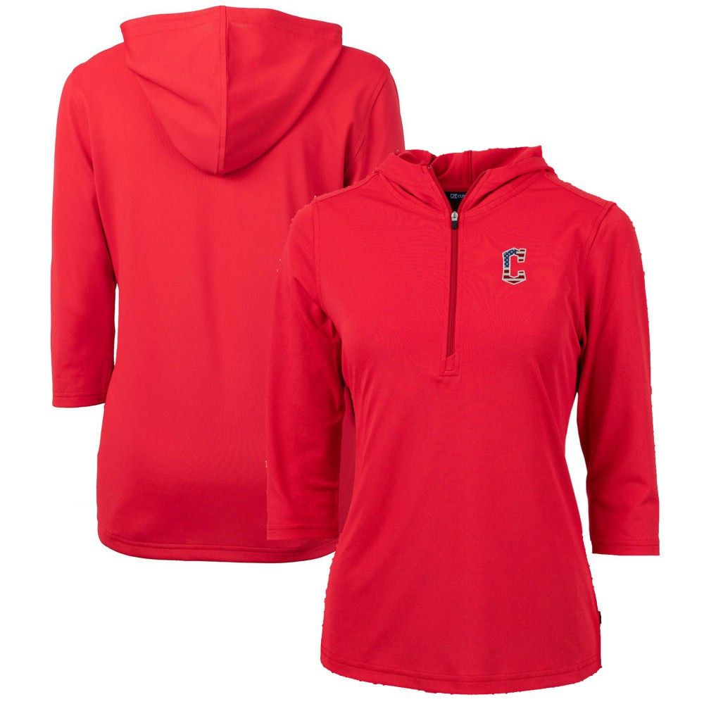 Cleveland Guardians Cutter & Buck Women's Americana Logo DryTec Virtue Eco Pique Recycled Half-Zip Pullover Hoodie Near Me