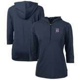Detroit Tigers Cutter & Buck Women's Americana Logo DryTec Virtue Eco Pique Recycled Half-Zip Pullover Hoodie Outlet