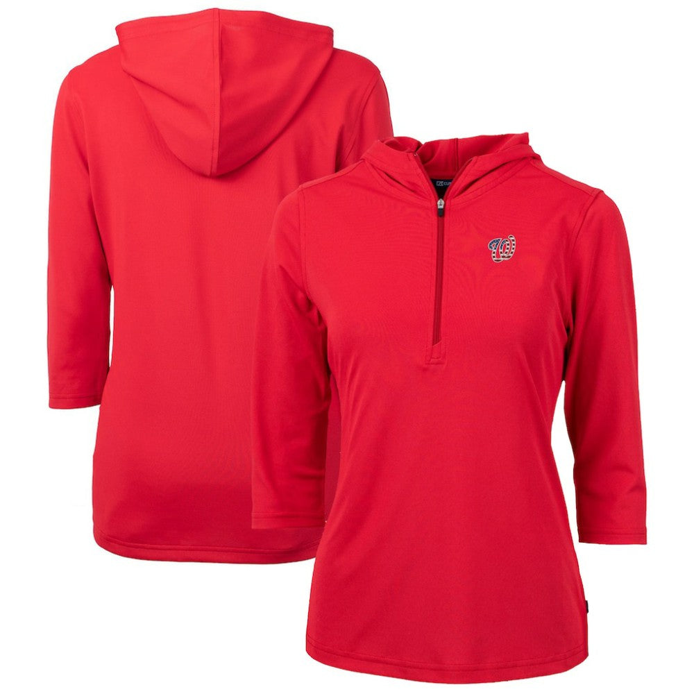 Washington Nationals Cutter & Buck Women's Americana Logo DryTec Virtue Eco Pique Recycled Half-Zip Pullover Hoodie for sale
