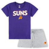 Fanatics Phoenix Suns Women's Plus Size T-Shirt & Shorts Combo Set Purple/Heather Gray