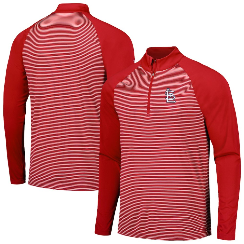 St. Louis Cardinals Levelwear Charter Striped Raglan Quarter-Zip Top Discount