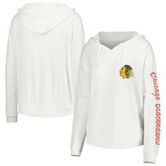 Chicago Blackhawks Concepts Sport Women's Accord Hacci Long Sleeve Hoodie Top - White | NHL near me