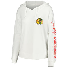 Chicago Blackhawks Concepts Sport Women's Accord Hacci Long Sleeve Hoodie Top - White | NHL near me