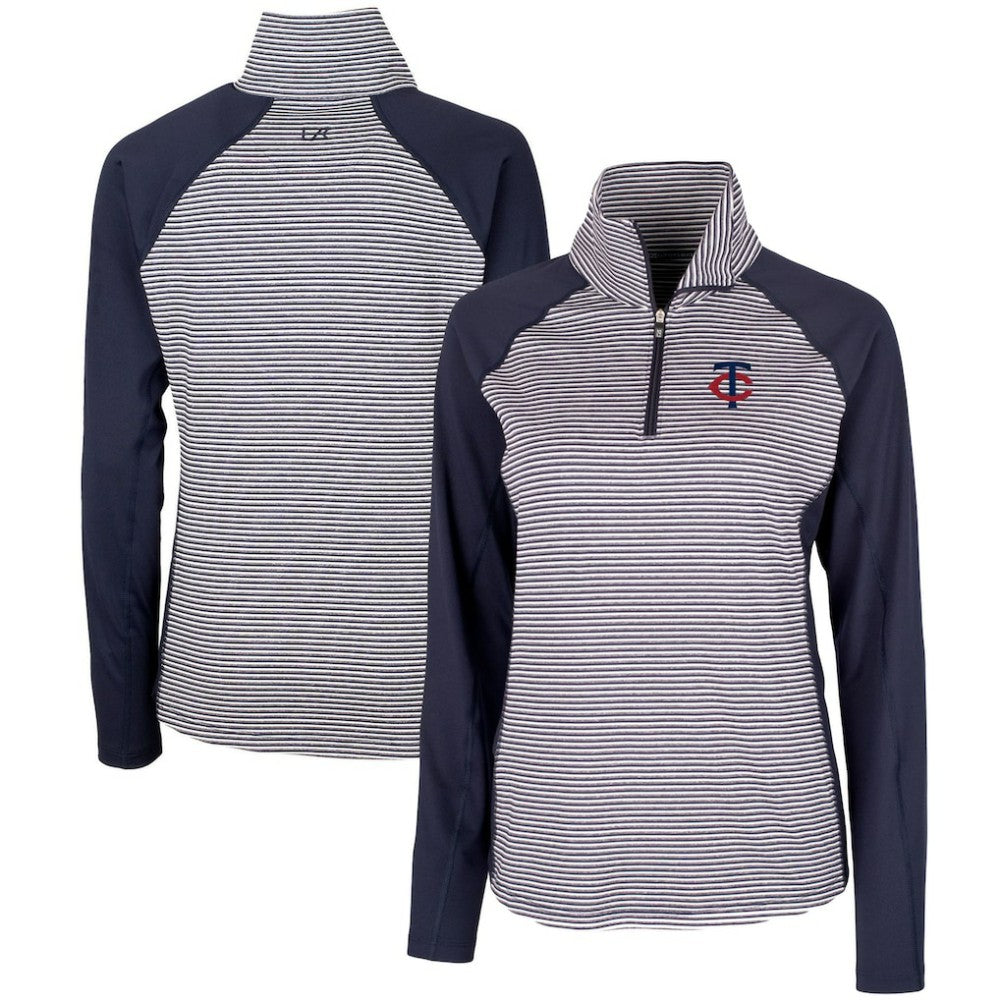 Minnesota Twins Cutter & Buck Women's DryTec Forge Tonal Stripe Stretch Half-Zip Top Sale