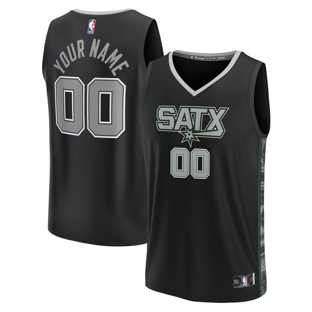 Fanatics San Antonio Spurs Youth Fast Break Replica Custom Jersey Statement Edition Black