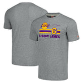 LeBron James Los Angeles Lakers Homage Number Tri-Blend T-Shirt Gray