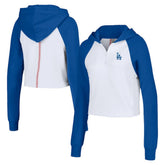 Los Angeles Dodgers Lusso Women's Jane Raglan Quarter-Zip Tri-Blend Cropped Pullover Hoodie for sale