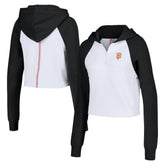 San Francisco Giants Lusso Women's Jane Raglan Quarter-Zip Tri-Blend Cropped Pullover Hoodie Outlet