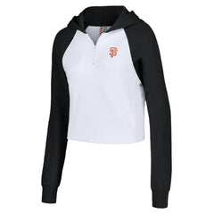 San Francisco Giants Lusso Women's Jane Raglan Quarter-Zip Tri-Blend Cropped Pullover Hoodie Outlet