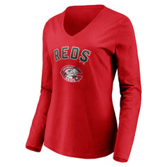 Cincinnati Reds Women's Cooperstown Collection Personalized Winning Streak Long Sleeve V-Neck T-Shirt for sale