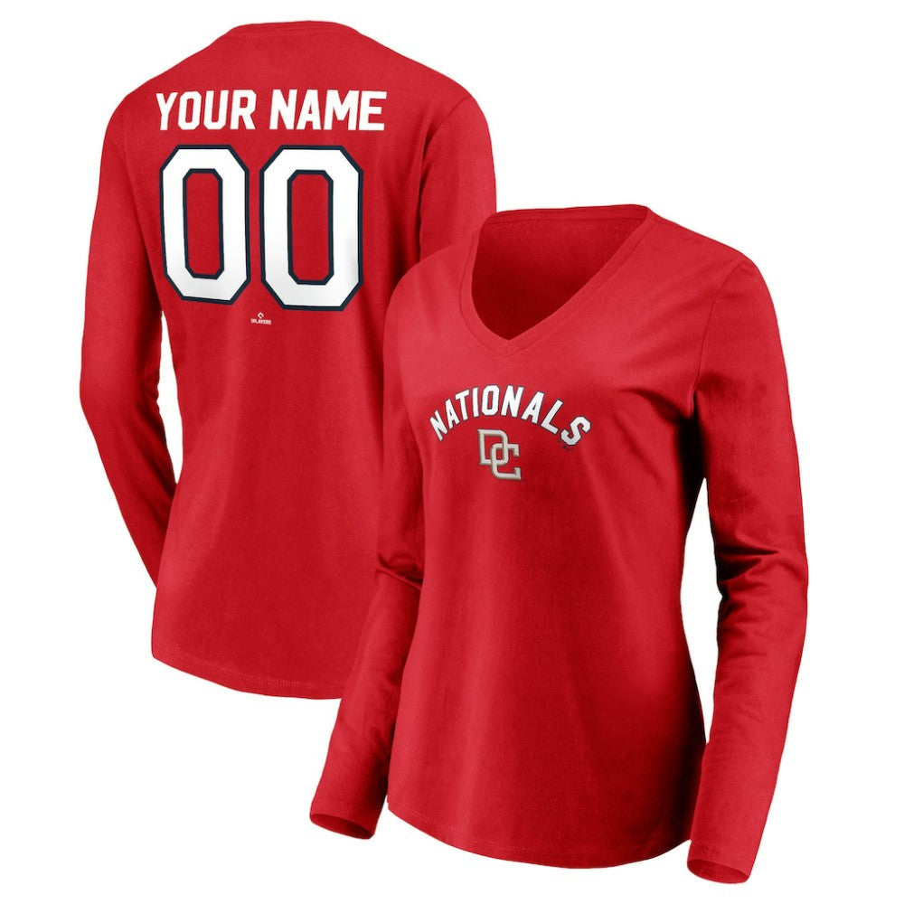 Washington Nationals Women's Cooperstown Collection Personalized Winning Streak Long Sleeve V-Neck T-Shirt Outlet