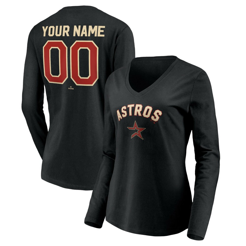 Houston Astros Women's Personalized Cooperstown Collection Alternate Winning Streak Long Sleeve V-Neck T-Shirt for sale