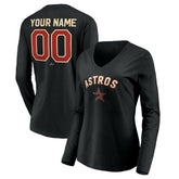 Houston Astros Women's Personalized Cooperstown Collection Alternate Winning Streak Long Sleeve V-Neck T-Shirt for sale