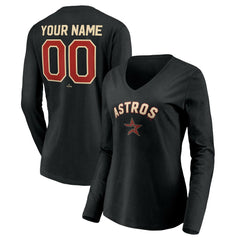 Houston Astros Women's Personalized Cooperstown Collection Alternate Winning Streak Long Sleeve V-Neck T-Shirt for sale