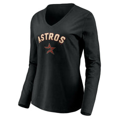 Houston Astros Women's Personalized Cooperstown Collection Alternate Winning Streak Long Sleeve V-Neck T-Shirt for sale