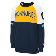 Milwaukee Brewers Starter Women's Baseline Raglan Pullover Sweatshirt Sale